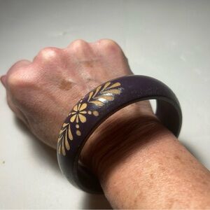 Elegant Purple and Gold Floral Bracelet